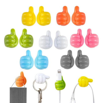 10 Pcs Silicone Thumb Wall Hook Creative Self Adhesive Multifunctional Thumb Wall Hook for Storing Data Cables/Earphones