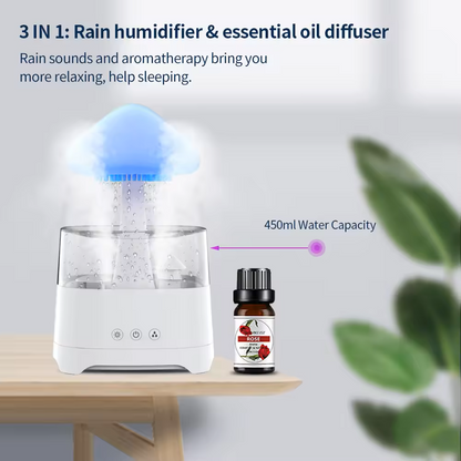 Bluetooth Speaker Rain Cloud Humidifier with LED Lights - Relaxation & Air Purification