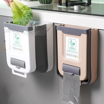 Foldable Hanging Trash Can for Kitchen – Space-Saving, Convenient Waste Disposal