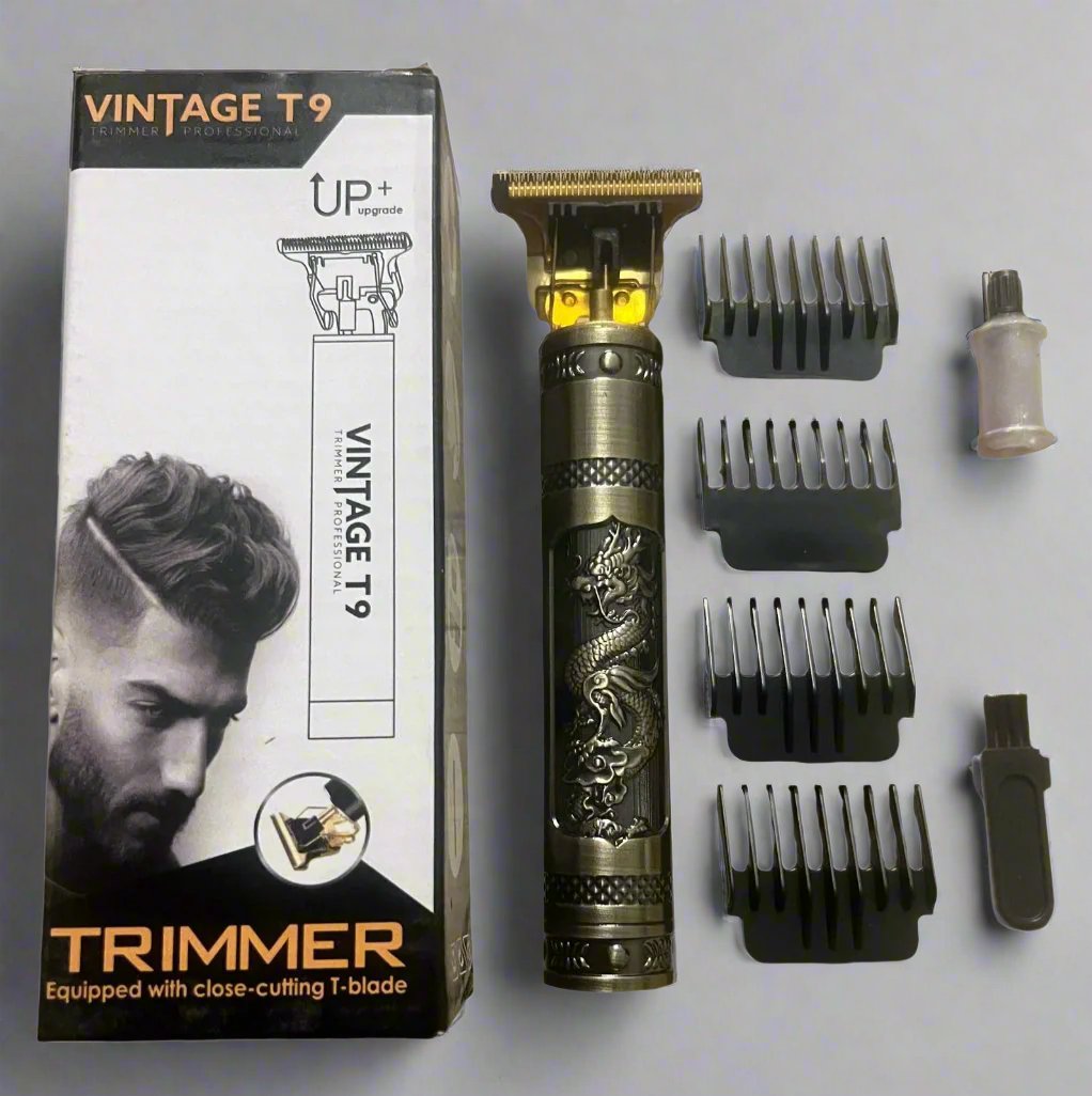 Vintage T9 Professional Hair and Beard Trimmer – USB Rechargeable, Washable Clipper