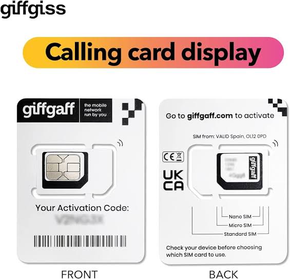 Lifetime Giffgaff- UK SIM CARD